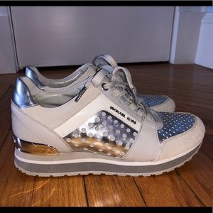 Michael Kors leather silver sneakers